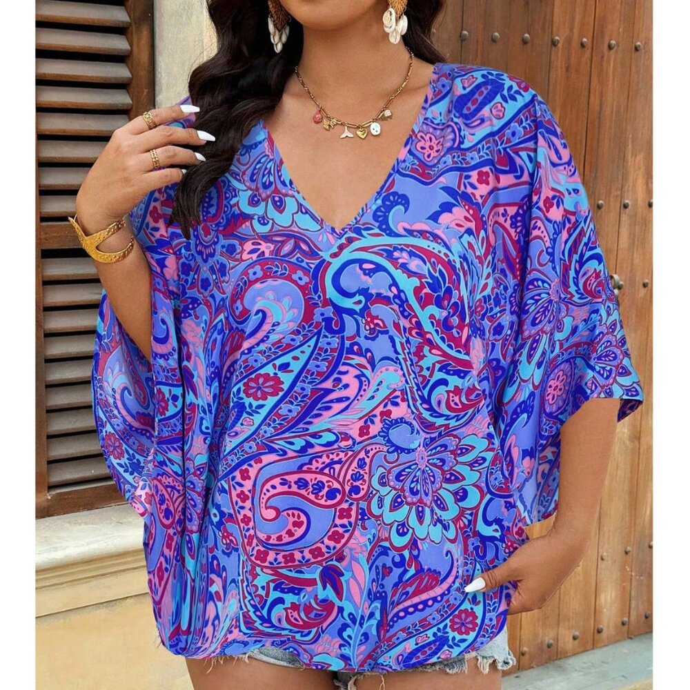 Vacation Vibes Blouse with Butterfly Sleeves